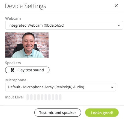 Configure the webcam and microphone