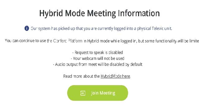 Meeting portal for hybrid mode